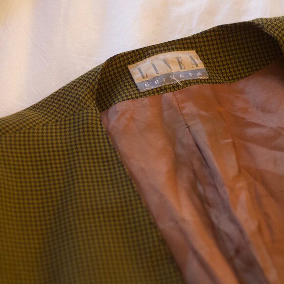 Vintage Linea Privata Chartreuse Houndstooth Blazer - Picture 4 of 4